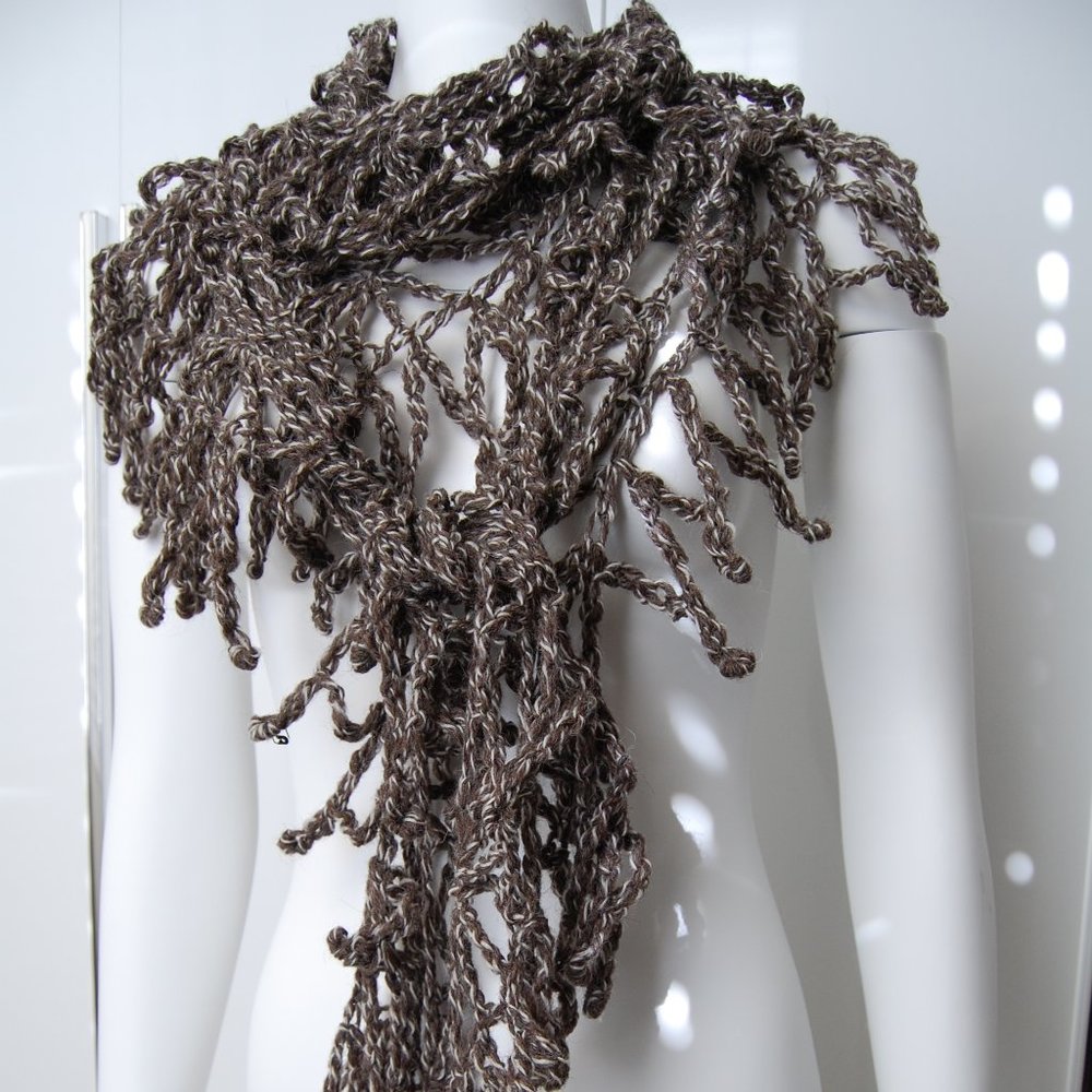 NEW Handmade, 100% Natural Wool, Allure Wavy V Scarf, 95"L & 23"D